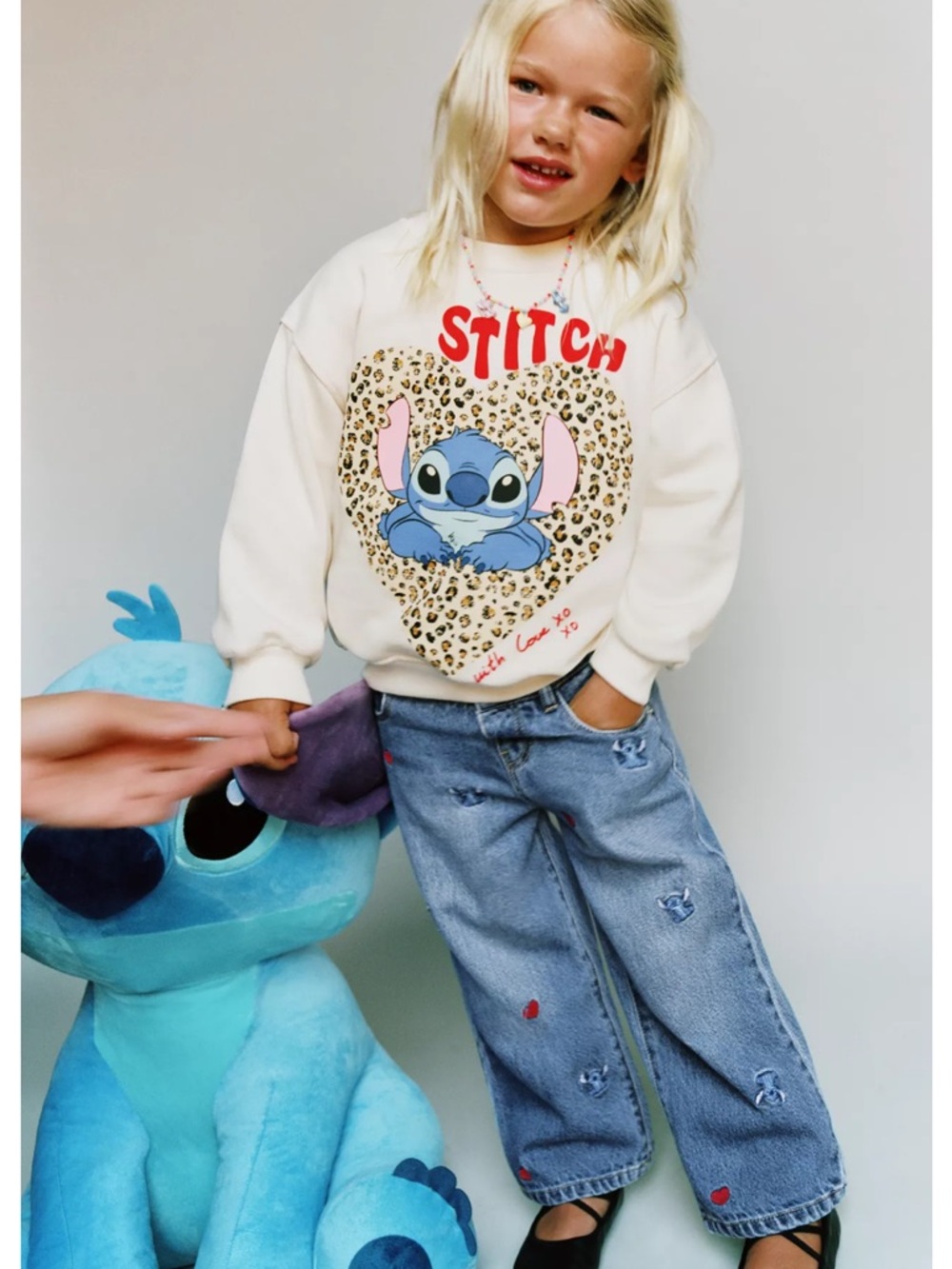 ZARA LILO & STITCH DISNEY EMBROIDERED CULOTTE JEANS